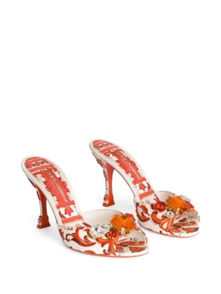 Papuci tip mules Dolce & Gabbana cu broderie alb