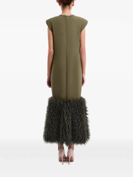 Rochie Gemy Maalouf cu funde cu blană verde