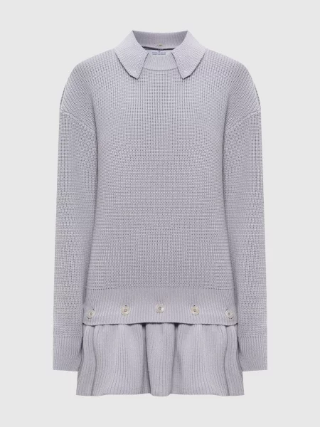 Светр з вовною зі знімною баскою Rokh сірий