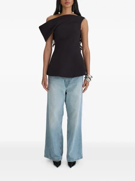 Top Moos Studio asimetric negru