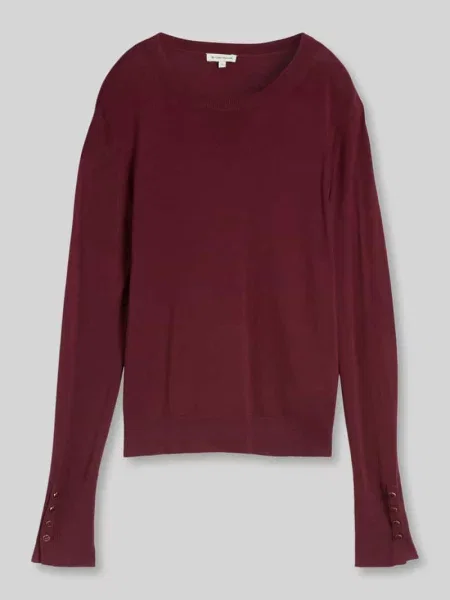 Sweter z mieszanki z detalami w postaci guzików na rękawie Tom Tailor