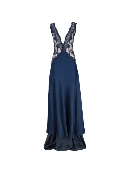 Rochie maxi Marco Gabrielli Atelier fără mâneci din dantelă albastru