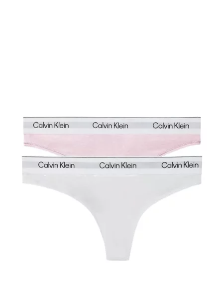 Chiloți tanga Calvin Klein Underwear cu autograf alb