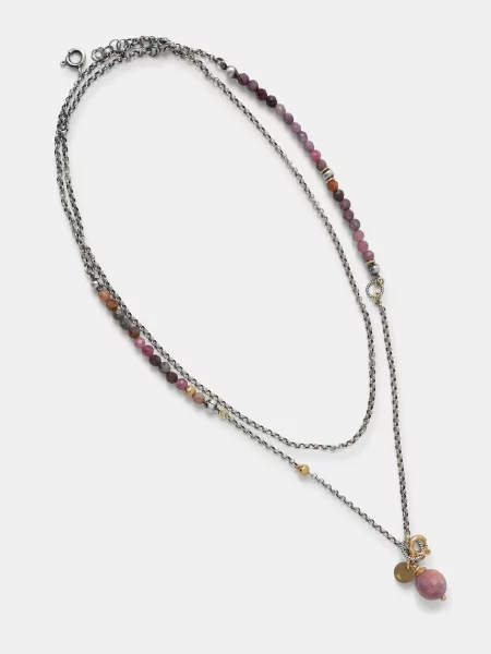 Answear.LAB colier cu rubin și turmalină lucrat manual din argint placat cu aur violet