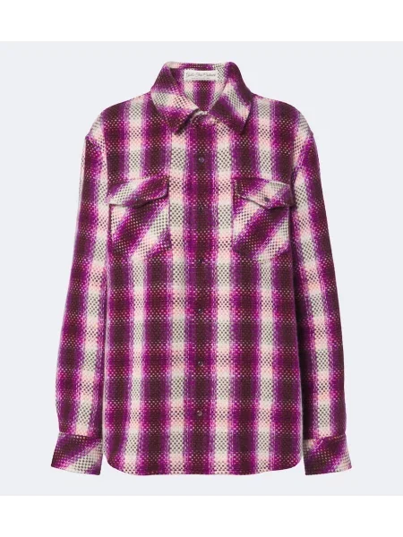 Cămașă God's True Cashmere din cașmir în carouri violet