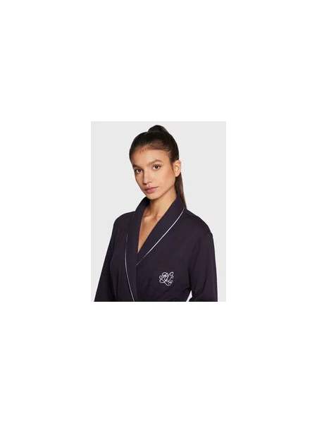 Lauren Ralph Lauren Ilgas vonios chalatas tamsiai / balta mėlyna
