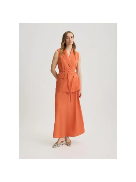 Lniana kamizelka Liu Jo pomarańczowa