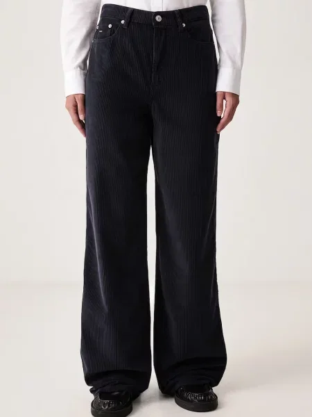 Tommy Jeans pantaloni wide leg pentru femei din catifea reiată