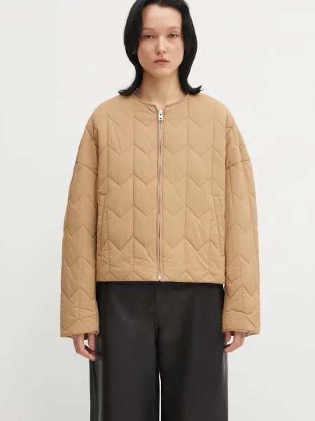 Maison Kitsuné geacă Quilted de tranziție oversize maro