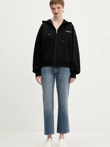 Кофта Guess Jeans з капюшоном однотонна чорний