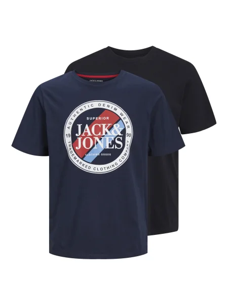 JACK & JONES Tricou LOYD & LOOF bleumarin / roșu / negru alb