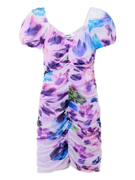 Rochie mini Desigual cu model floral cu imagine de costum roz