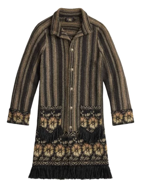 Palton Ralph Lauren Rrl cu franjuri cu dungi negru