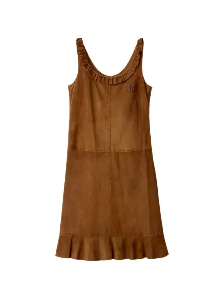 Ceruit rochie Miu Miu din piele de căprioară maro