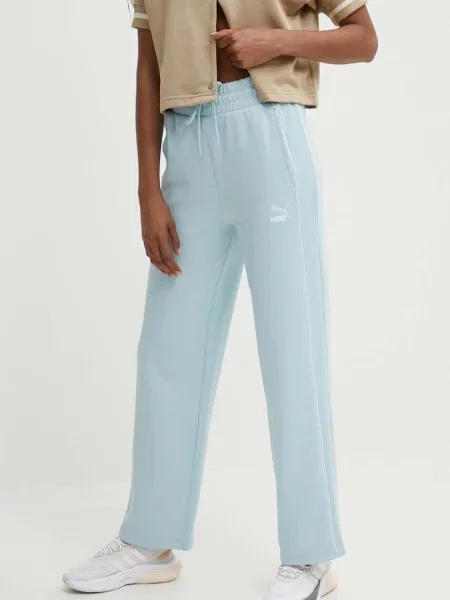 Tepláky Puma T7 High Waist Pant modré