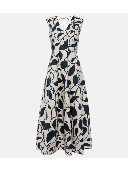 Rochie midi 's Max Mara cu imagine până la genunchi din poplin albastru