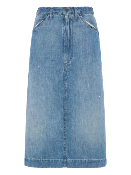 Fustă din denim Maison Margiela până la genunchi albastru