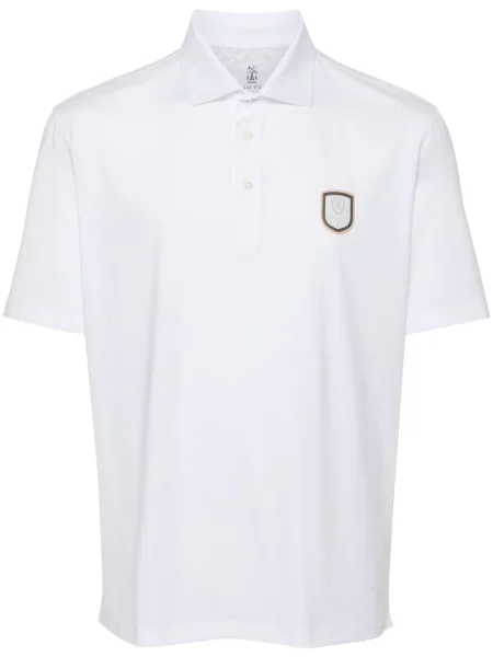 Koszulka polo Brunello Cucinelli z logo biała