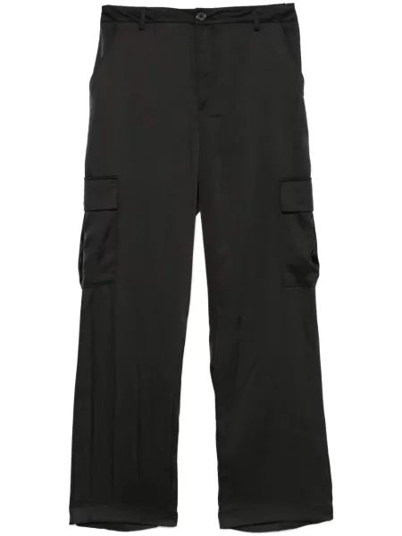 Pantaloni Dkny cu talie înaltă din satin negru