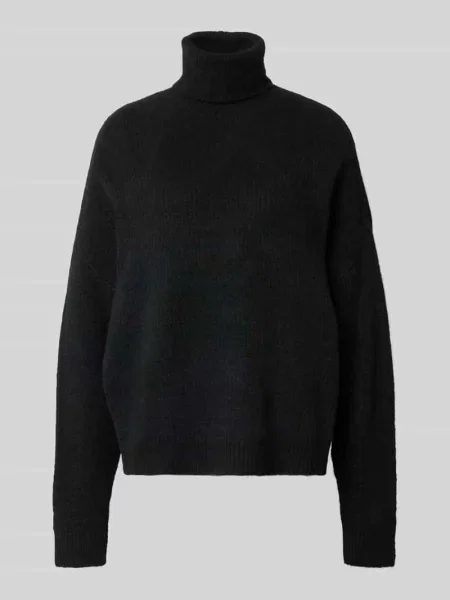 Sweter z wywijanym kołnierzem z efektem melanżu Rich & Royal czarny