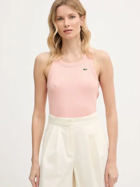 Top Lacoste na ramiączkach różowy