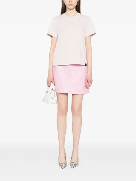 Tricou Courreges cu broderie roz