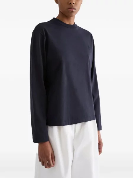 Lung tricou Jil Sander cu broderie negru