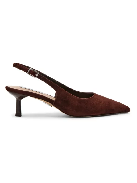 Czółenka Steve Madden skórzana z otwartą piętą brązowa