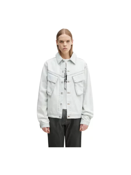 Marcelo Burlon kurtka jeansowa Bleach Denim Cargo Jacket Light Blue No przejściowa niebieski