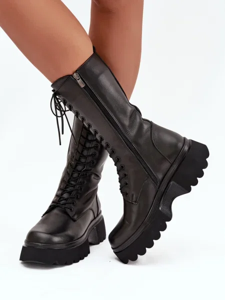 Botine Artiker din piele negru