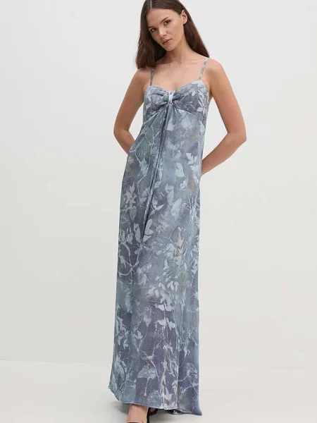 Sandro Ferrone sukienka maxi rozkloszowana niebieski