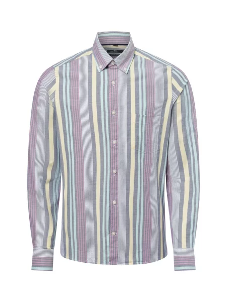 Nils Sundström koszula casual Mężczyźni Slim Fit wielokolorowy|szary w M szara