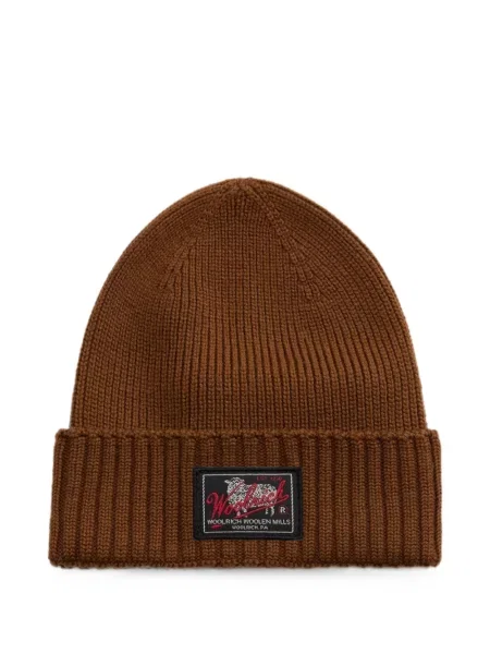 Căciulă Woolrich tricotate cu autograf maro