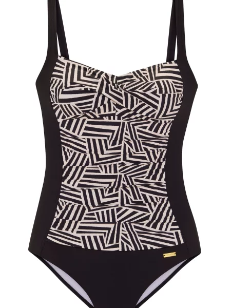 LASCANA Enodelne kopalke svetlo bež črna