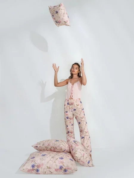 Двокомплектна піжама з квітковим візерунком рожевий