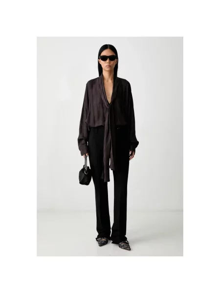 Lniane spodnie Sportmax czarne