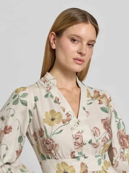 Sukienka mini z lnu z zapięciem na i kołnierzem serafino Jake*s Collection