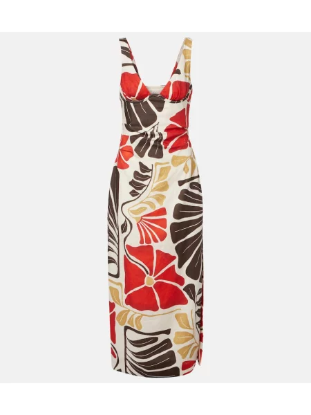 Rochie midi Sir de in cu model floral până la genunchi