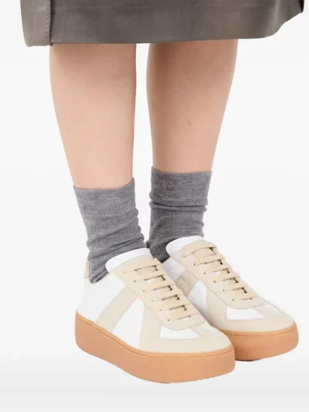 Sneakerși Maison Margiela cu pană alb