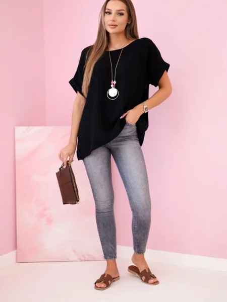 Bluză Kesi Włoski din muselină negru