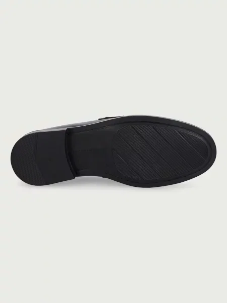 Tommy Hilfiger мокасини дамски от кожа TH CHAIN FRINGE LEATHER LOAFER кафяво