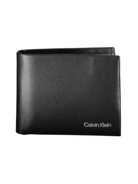 Lniany portfel Calvin Klein czarny