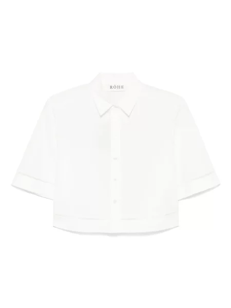 Cămașă Róhe cu broderie din poplin alb