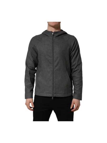 Kurtka bomber Dolce And Gabbana z kapturem szary