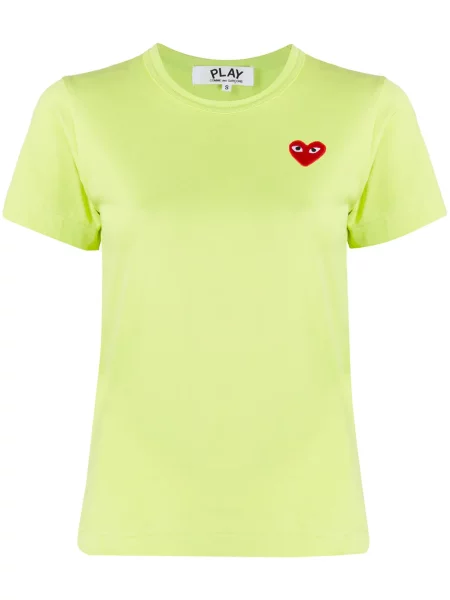 Tricou Comme Des Garcons Play cu decolteu în U verde