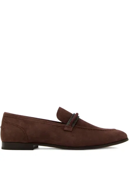 Semišové loafers Brunello Cucinelli s korálky hnědé