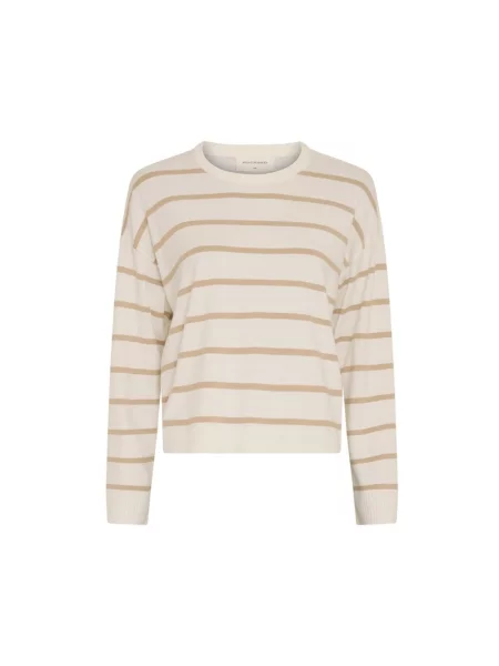 Sweter Moss Copenhagen w paski z paskiem biały