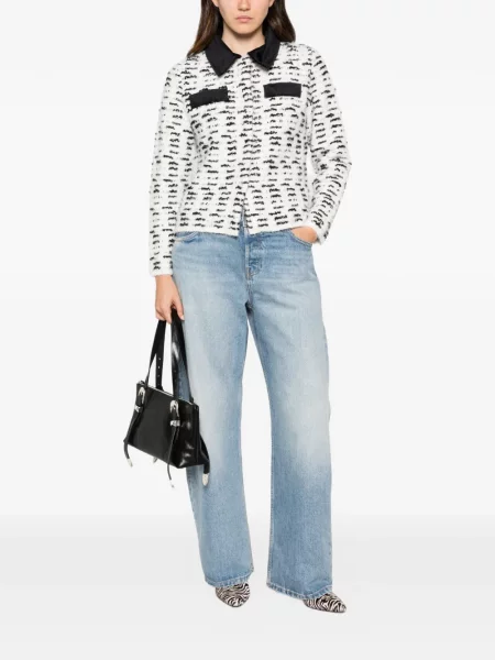 Gulerat cardigan Neera de catifea alb