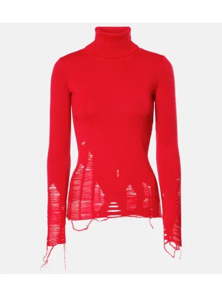 Heláncă Mm6 Maison Margiela de lână zdrențuiți roșu