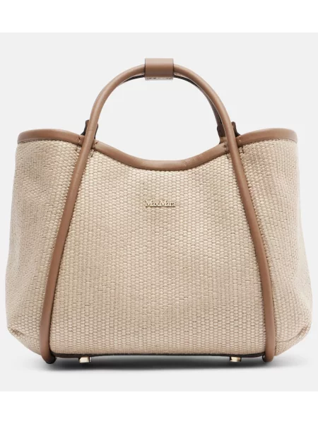 Geanta de piele Max Mara din piele bej
